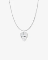 INXS Andrew Farriss Engraved Guitar Pick Pendant with Chain in Recycled Sterling Silver