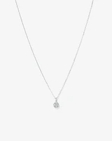 Round Brilliant Cubic Zirconia Halo Pendant Necklace in Sterling Silver