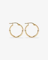 15mm Flat Round Hoop Earrings in 10kt White Gold