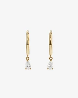 Pear Cubic Zirconia Charm Hoop Stud Earrings in 10kt Yellow Gold