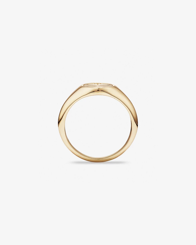 Sunray Round Signet Ring in 10kt Yellow Gold