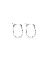 Pavé Cubic Zirconia Horseshoe Hoop Earrings in Sterling Silver