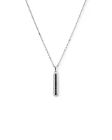 Men's Pave Black Diamond Pendant on Cable Chain in Sterling Silver