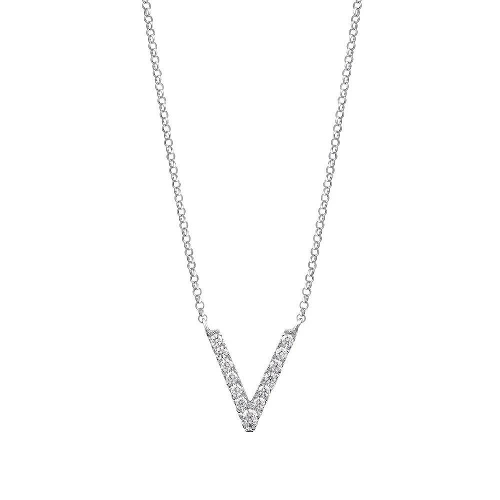 A' Initial necklace with 0.10 Carat TW of Diamonds in 10kt White Gold