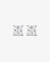 7mm Princess Cubic Zirconia Stud Earrings in Sterling Silver