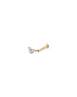 Three Stone Diamond Stud Helix Earring in 10kt Yellow Gold