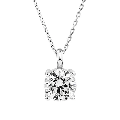 Carat TW Laboratory-Grown Diamond Solitaire Pendant in 14kt White Gold