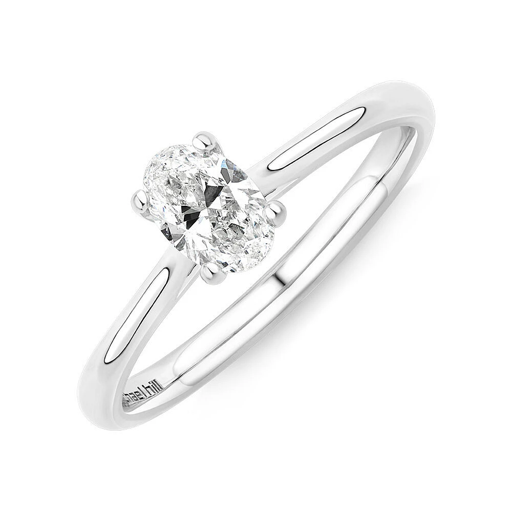 0.50 Carat TW Oval Solitaire Engagement Ring in 14kt White Gold