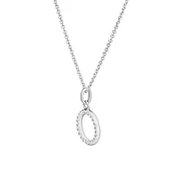 Open Circle Pendant with Cubic Zirconia in Sterling Silver