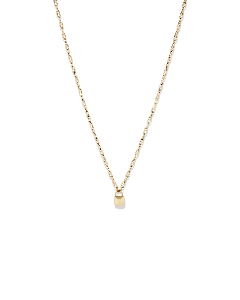 Signature Lock Necklace in 10kt Yellow Gold