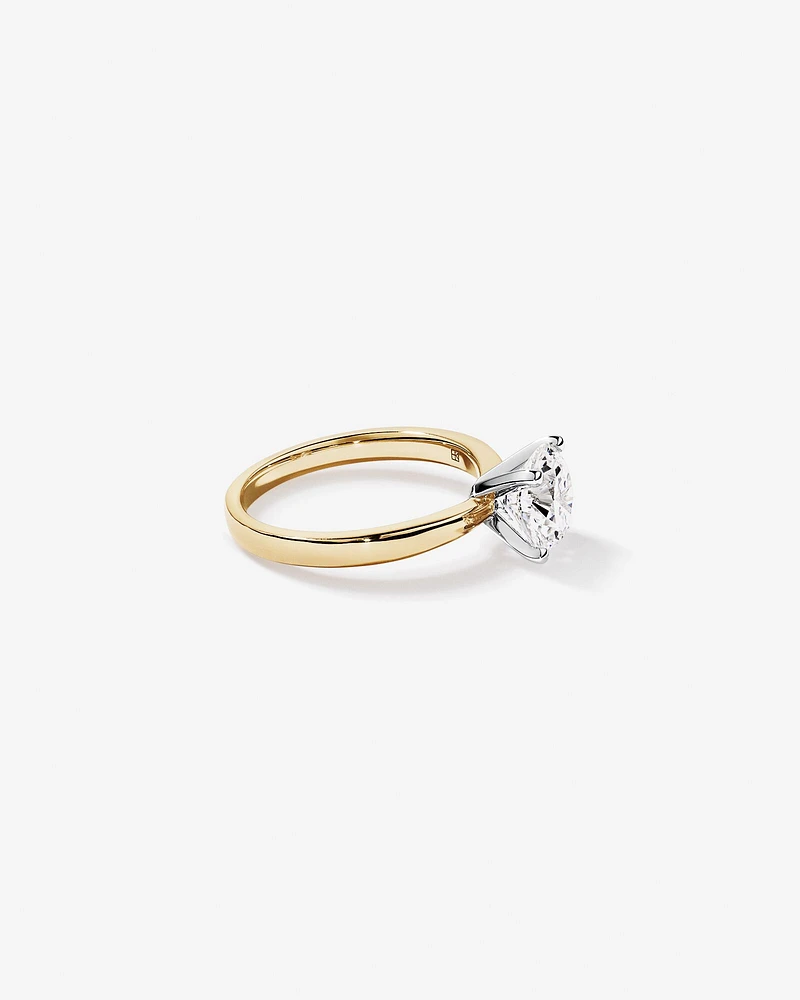 2.00 Carat TW Round Brilliant Lab-Grown Diamond Solitaire Engagement Ring in 14kt Yellow and White Gold