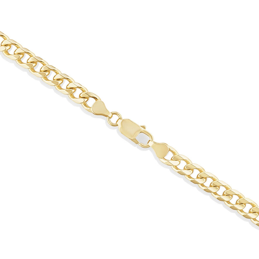 55cm (22") 6.5mm-7mm Width Solid Curb Chain in 10kt Yellow Gold