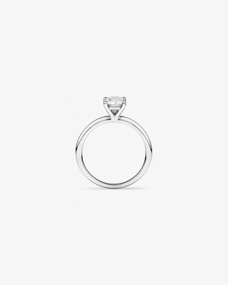 Bague De Fiançailles Solitaire En Diamant De Laboratoire Rond Brillant De 1 Carat Poids Total En Or Blanc 14 Carats