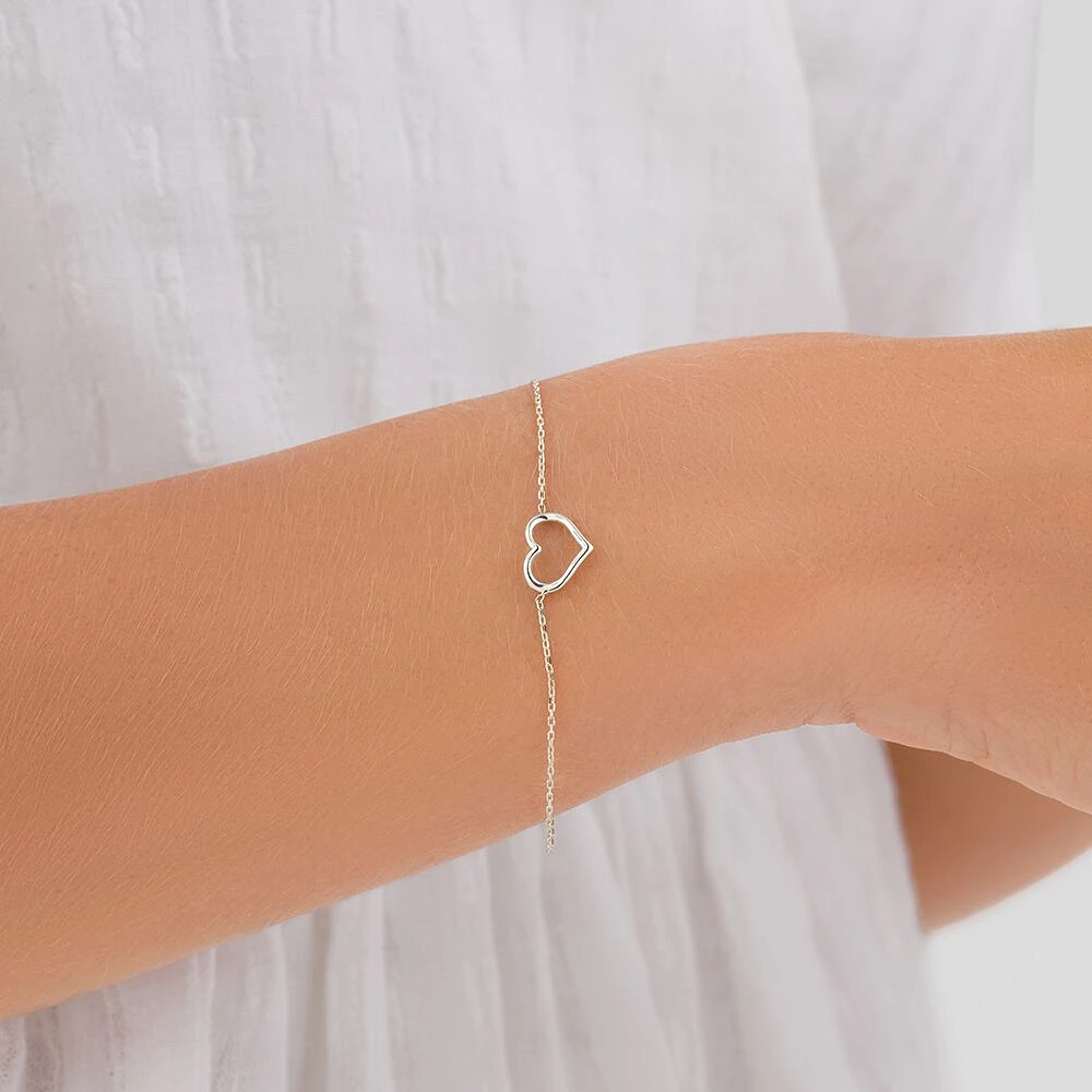 19cm Open Heart Bracelet in Sterling Silver