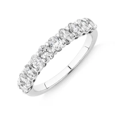 10 Stone Wedding Band with .90 Carat TW Diamonds 14kt White Gold