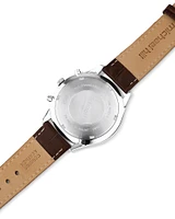 Montre chronographe en acier inoxydable et en cuir brun pour homme