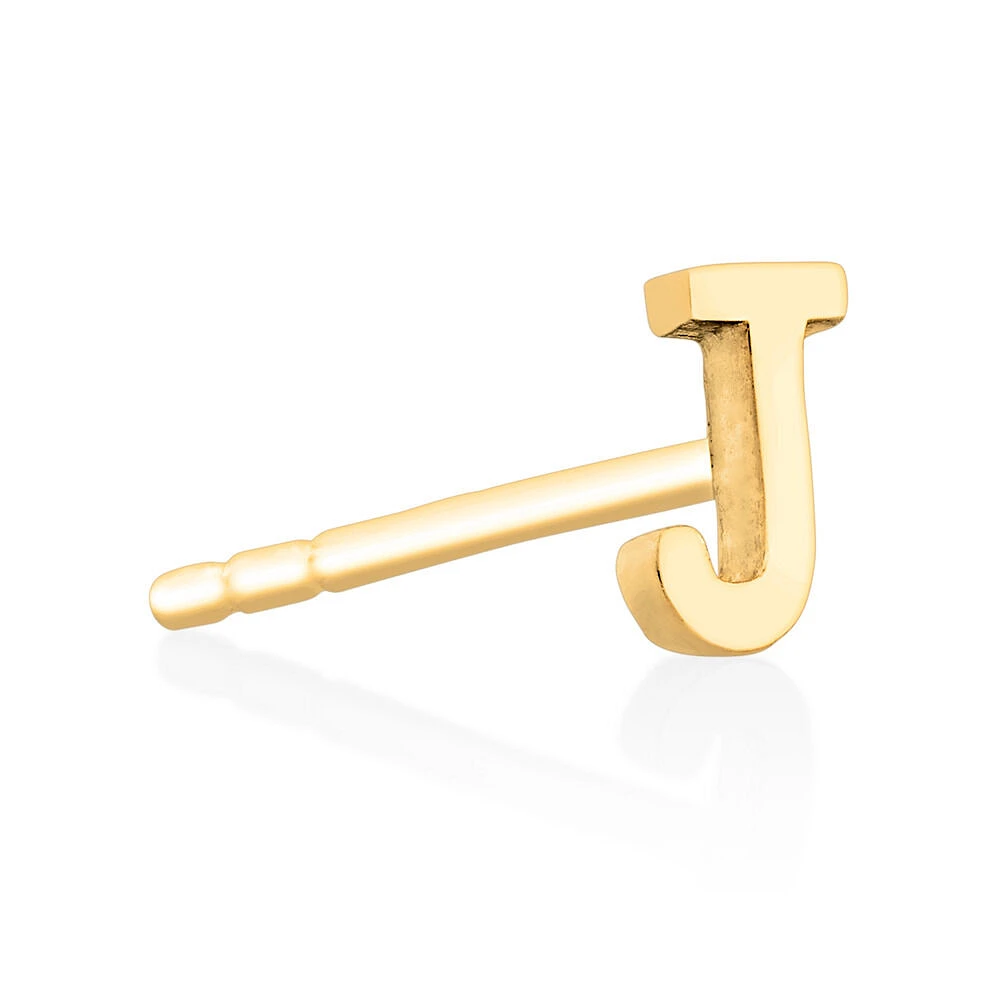 G Initial Single Stud Earring in 10kt Yellow Gold