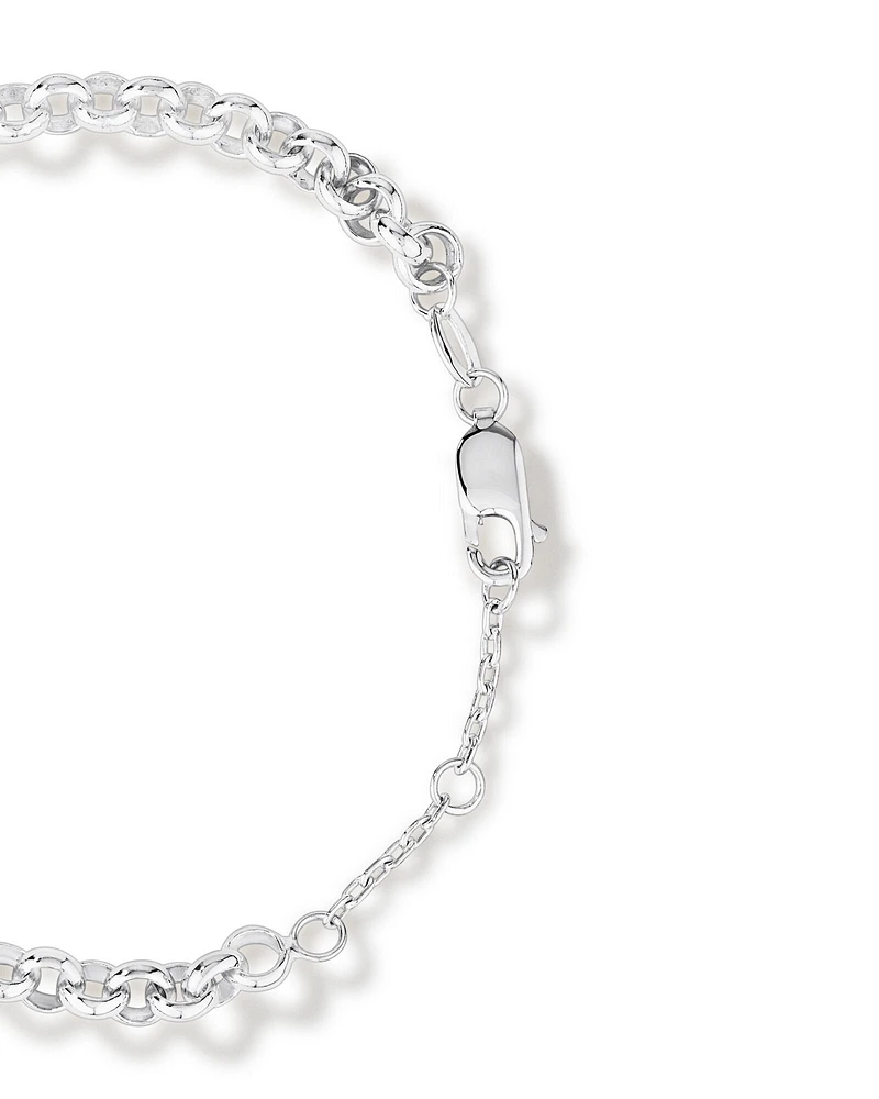 Heart Charm Belcher Bracelet in Sterling Silver