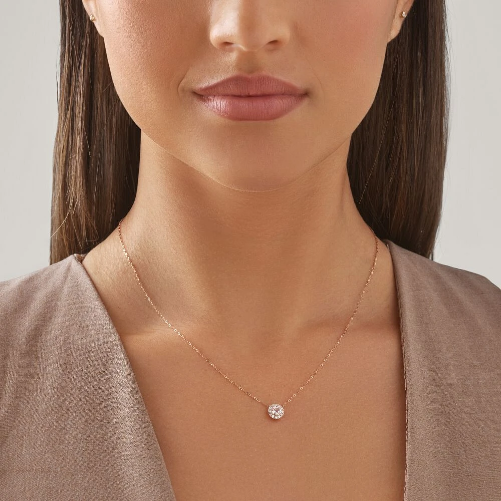 Pendant with Morganite & Carat TW of Diamonds in 10kt Rose Gold