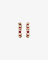 Bubble Huggie Earrings with Ruby and 0.52 Carat TW Diamonds in 14kt Yellow Gold