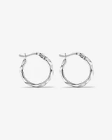 Large Diamond Cut Mirror Hoops in Sterling Silver