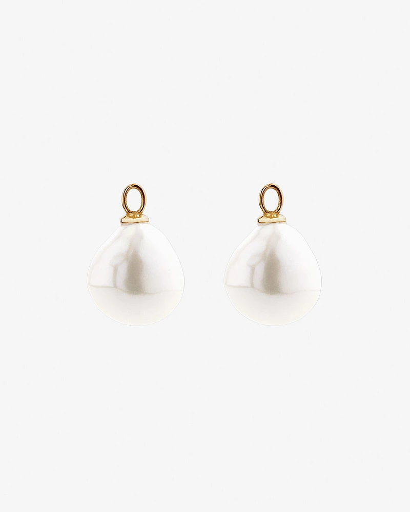 Drop Earrings with Cultured Freshwater Baroque Pearls in 10kt Yellow Gold