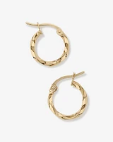 10mm Square Twist Hoop Earrings in 10kt Yellow Gold