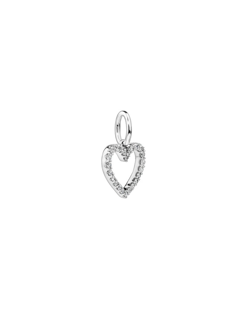 Diamond Open Love Heart Pendant in 10kt White Gold