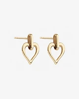 Open Heart Drop Stud Earrings in 10kt Yellow Gold