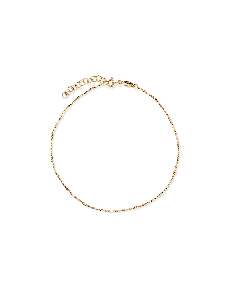 26cm (10.2") Box & Bead Anklet in 10kt Yellow Gold