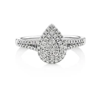 0.30 Carat TW Pear Cluster Halo Diamond Ring in 10kt White Gold