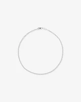 26cm (10.2") 1mm Width Belcher Chain Anklet in Sterling Silver