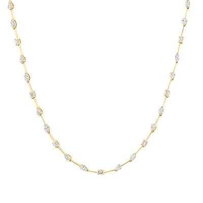 4.10 Carat TW Fancy Cut Laboratory-Grown Diamond Tennis Necklace in 10kt Yellow Gold