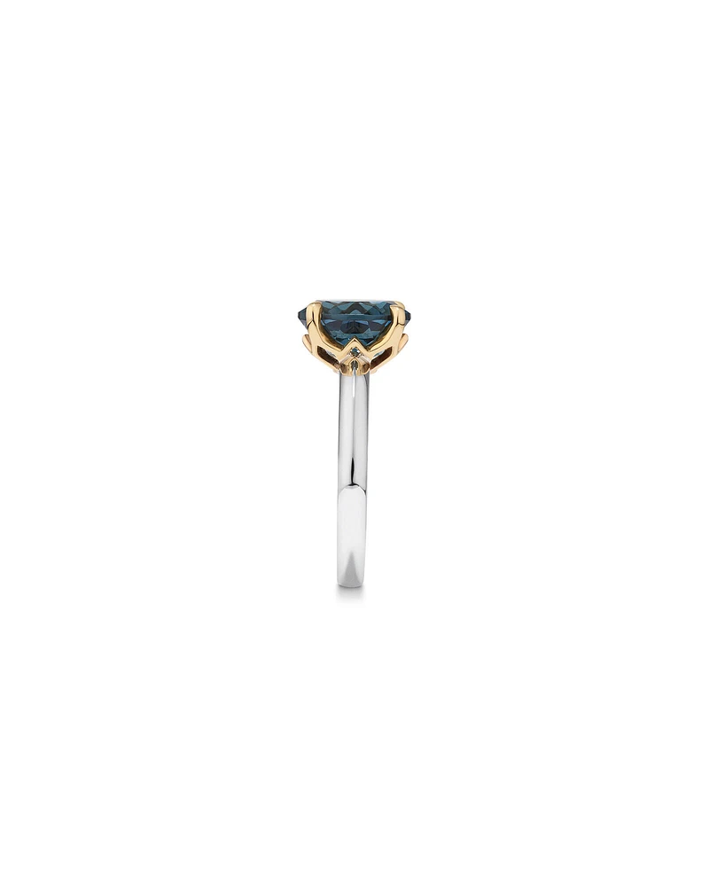 Ring with London Blue Topaz in Sterling Silver and 10kt Yellow Gold