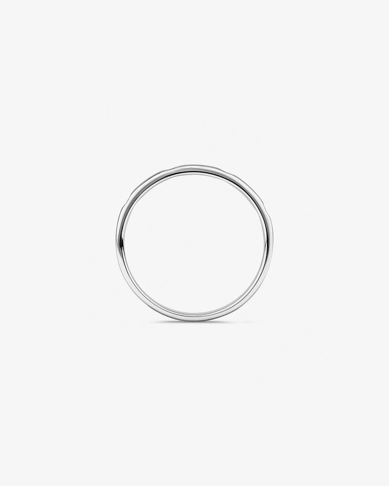 Bezel Set Diamond Accent Minimalism Ring in 10kt White Gold