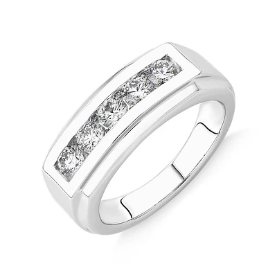 Bague de mariage avec .90 ct de diamants créés en laboratoire en or blanc 14 carats