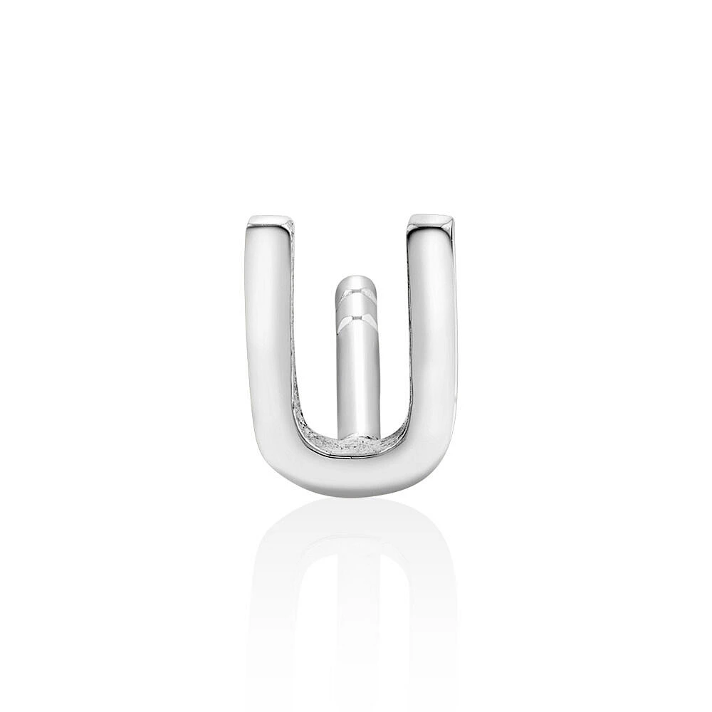 E Initial Single Stud Earring in Sterling Silver