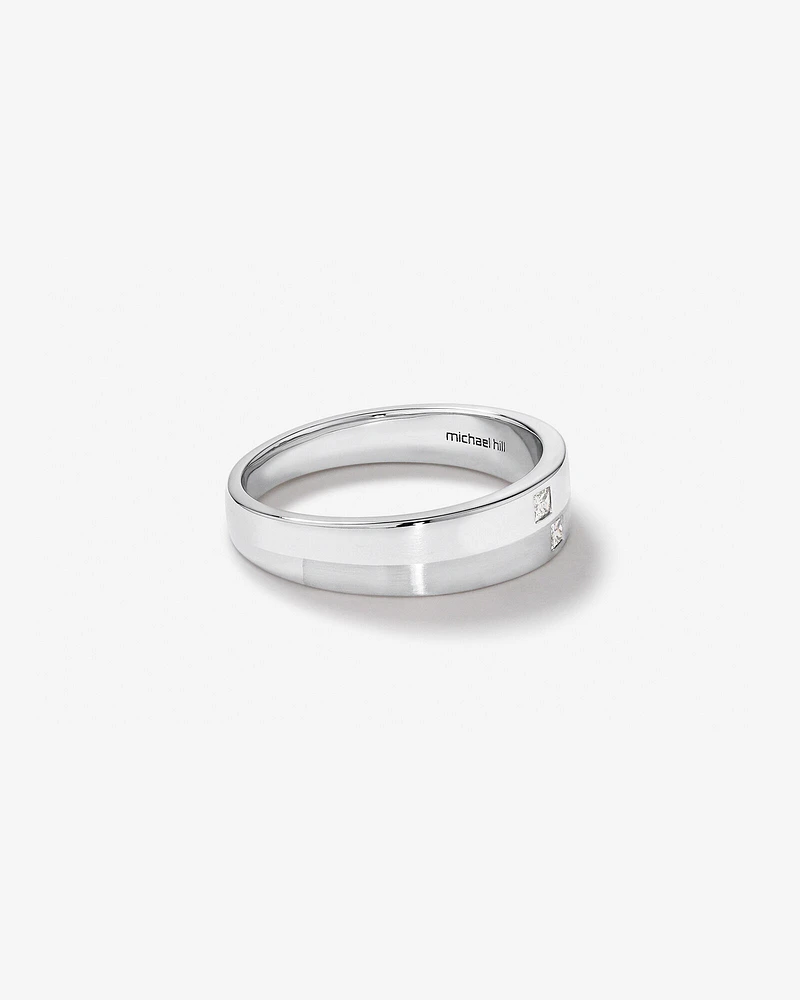 Bague en or blanc 10 K avec diamants pour homme