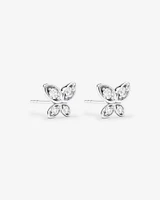 Cubic Zirconia Butterfly Stud Earrings in Sterling Silver