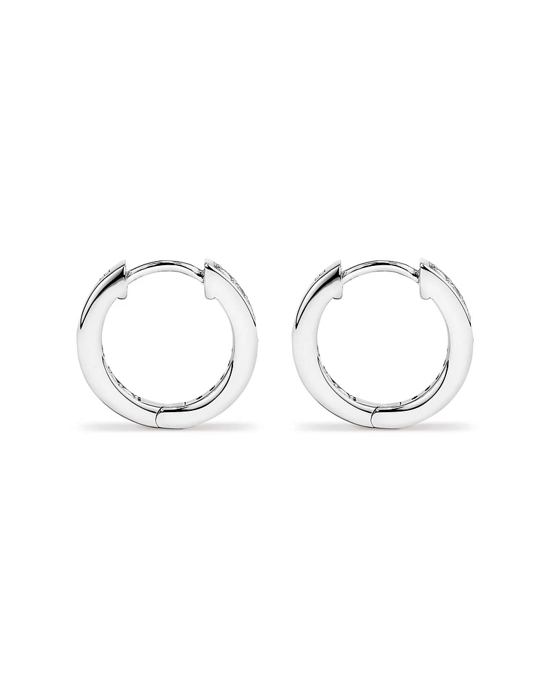 Boucles D'Oreilles Huggies Créoles De 15 Mm Avec Zircon Cubique En Argent Sterling