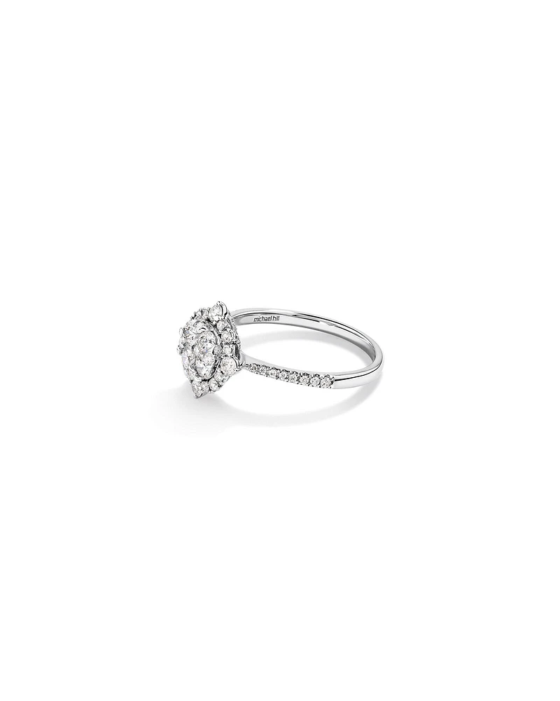 Halo Engagement Ring with .79TW of Diamonds in 14k White Gold