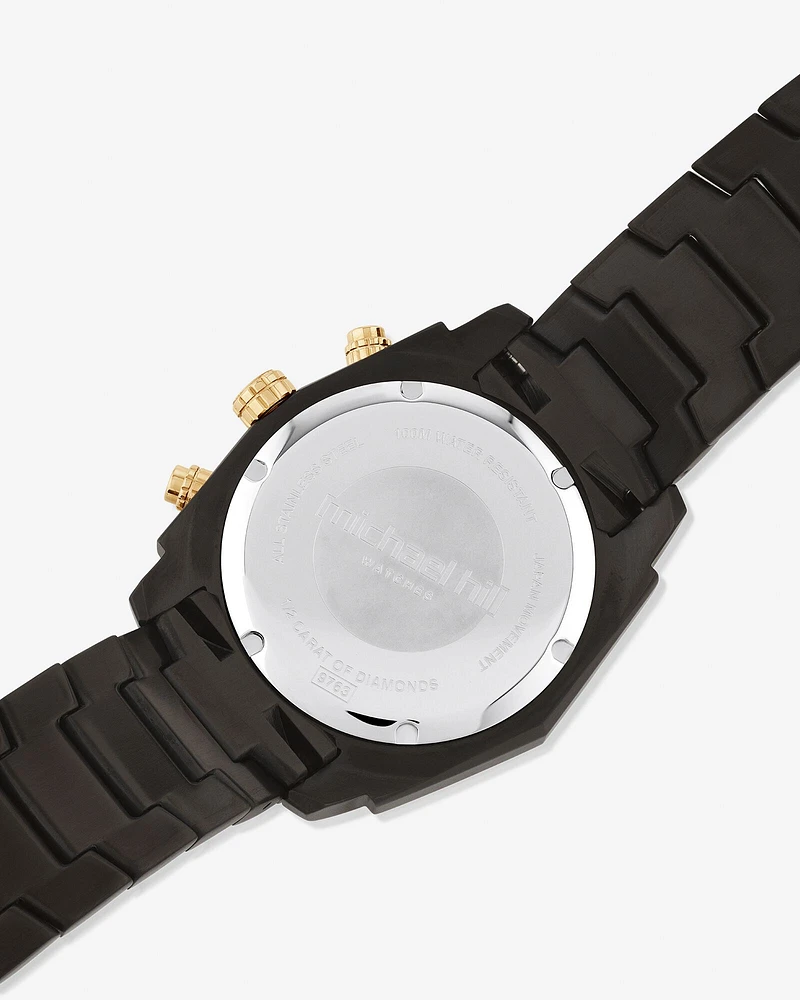 Men's Solar Chronograph Watch with 1/2 Carat TW of Diamonds in Black & Gold Tone Stainless Steel