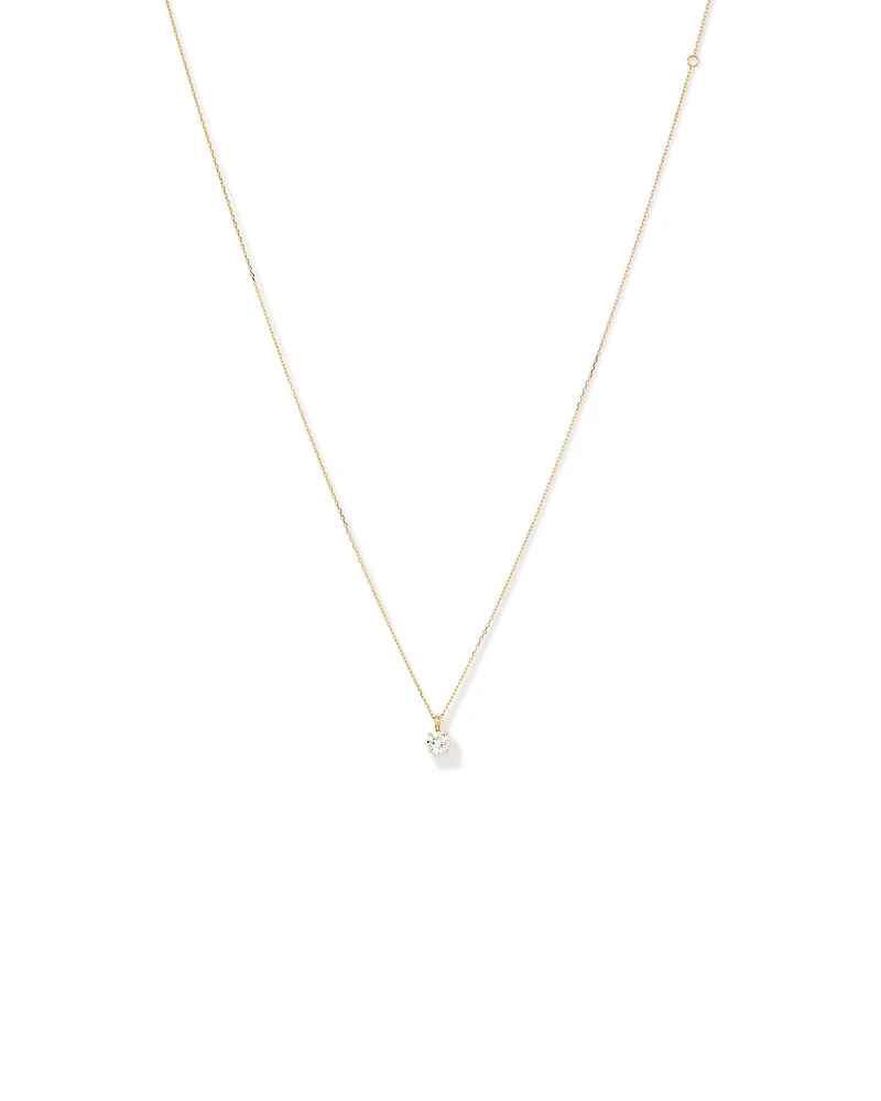 0.50 Carat TW Laboratory-Grown Diamond Solitaire Pendant Necklace in 14kt Yellow Gold