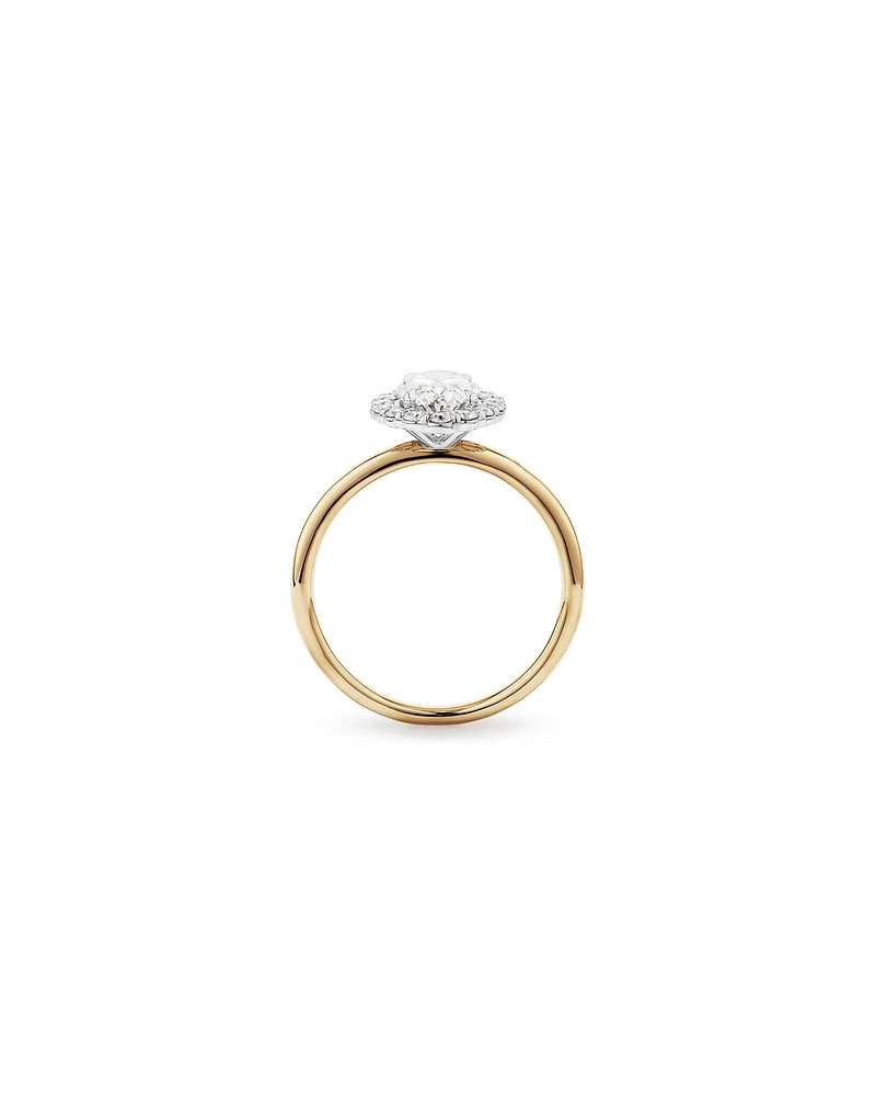 1.46 Carat TW Oval Cut Laboratory-Grown Diamond Halo Engagement Ring in 14kt Yellow and White Gold