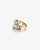 Graduated Multi Row Ring with 2.00 TW Diamonds in 18kt Yellow Gold