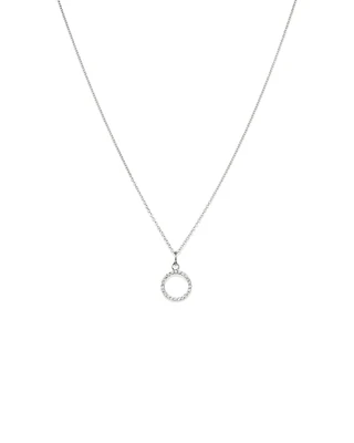 Open Circle Pendant with Cubic Zirconia in Sterling Silver