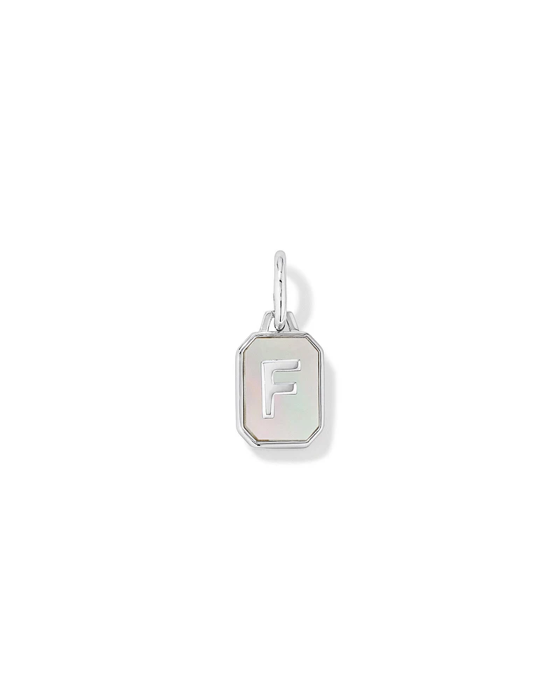 Letter F Mother of Pearl Initial Pendant in Sterling Silver