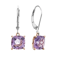 Earrings with Rose Amethyst in Sterling Silver & 10kt Rose Gold