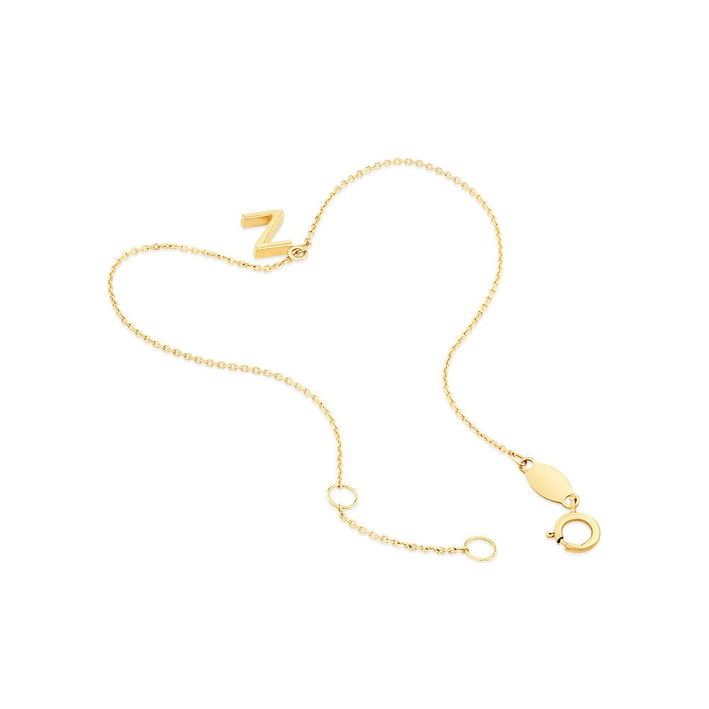 19cm (7.5") C Initial Bracelet in 10kt Yellow Gold
