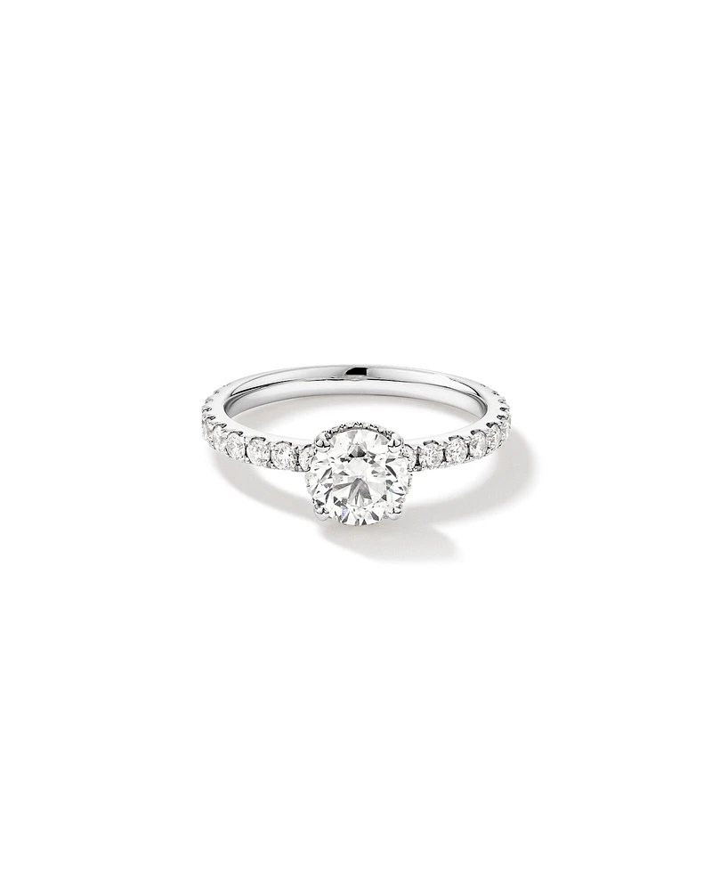 1.40 Carat TW Round Brilliant Diamond Pave Hidden Halo Engagement Ring in Platinum